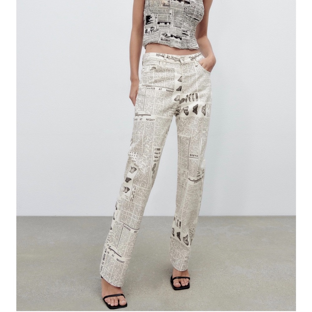 ZARA newsprint jeans